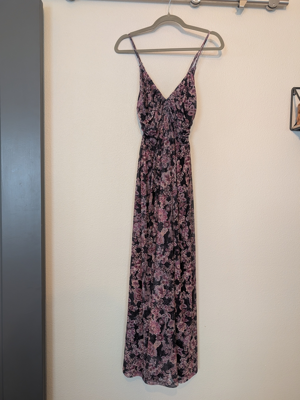 Mystree Black Maxi Dress with Pink Floral Print